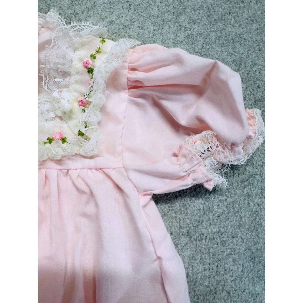 Vintage Alexis Baby Girls Pink Lace Bubble Romper 9 Months Heirloom USA